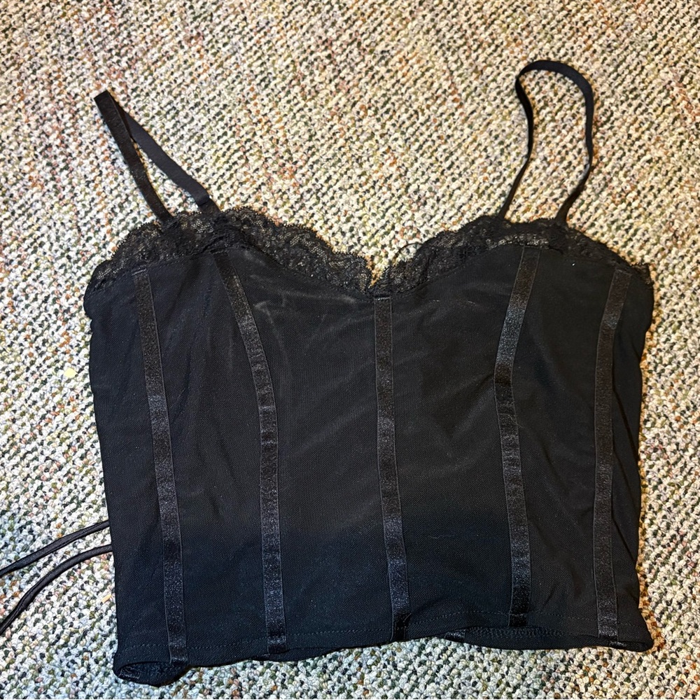 Forever 21 Black Lace-up Corset Top
